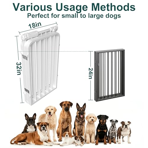 WAOWAO Heavy-duty Freetanding Dog Gate with Door, 71"Extra Wide 30"Tall Metal Puppy Pet Gate for Indoor, Foldable Gate for Doorways, Stairs, Hallways, House, Free Standing /Wall Mounted Gate 4 Panels - size: 4 Panel - 71”Wide