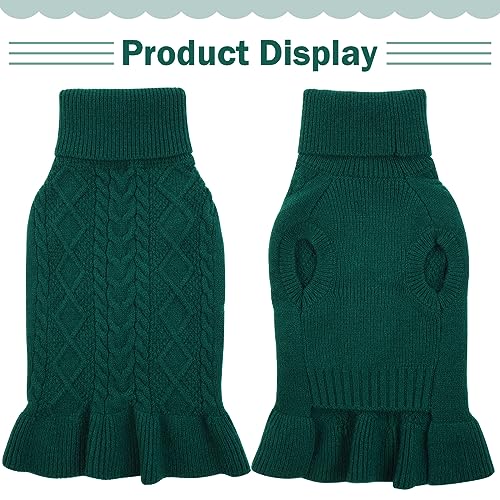 QBLEEV Dog Dress, Medium Puppy Sweaters - Warm, Soft Turtleneck Custom Holiday Sweaters for Dogs, Girls & Boys - color: Green, size: Large