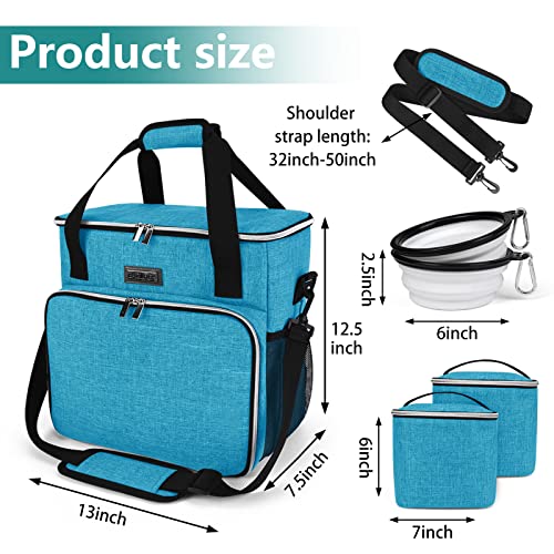 BAGLHER Dog Travel Bag, Pet Travel Bag (ALL Pet Travel Supplies), With 2 Pet Food Containers and 2 Collapsible Silicone Bowls; Essential Kits for Pet Travel Sky Blue - color: Sky Blue, size: Medium