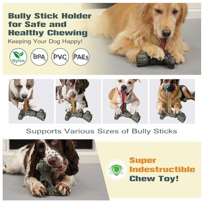 Bully Stick Holder for Dogs, Tough Chew Toy for Aggressive Chewers, Anti-Choking Dog Stick Holder Made of Food-Grade Nylon & Coffee Wood Fiber, Dishwasher Safe Durable Dog Toy for Large Dogs - color: Bully Stick Holder