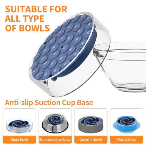 Slow Feeder Dog Bowls Insert, Bestalk Soft Silicone Slow Eating Feeder Insert with Suction Cups for Small, Medium and Large Dogs, Fit into Basic and Elevated Dog Bowls, Dark Blue - color: Dark Blue, size: L