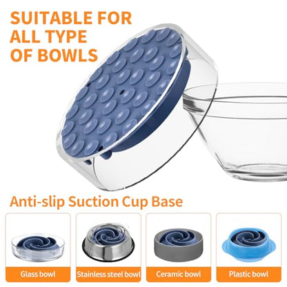 Slow Feeder Dog Bowls Insert, Bestalk Soft Silicone Slow Eating Feeder Insert with Suction Cups for Small, Medium and Large Dogs, Fit into Basic and Elevated Dog Bowls, Dark Blue - color: Dark Blue, size: L
