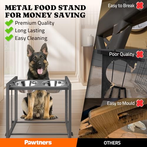 Elevated Dog Bowls for Medium Breed: 4 Height Adjustable Raised Dog Bowl Feeder Station with 2 Stainless Steel Bowls, Grey - color: Grey