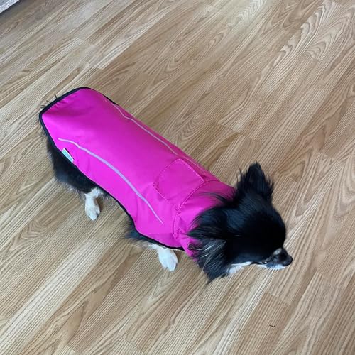 Mile High Life Dog Raincoat, Adjustable Waterproof Reflective Rain Jacket for Small Medium Large Dogs, Lightweight Breathable Pet Rain Coat with Leash Hole(Hot Pink,XXS Chest 16-19") - color: Hot Pink, size: XXS Chest 16"-19"
