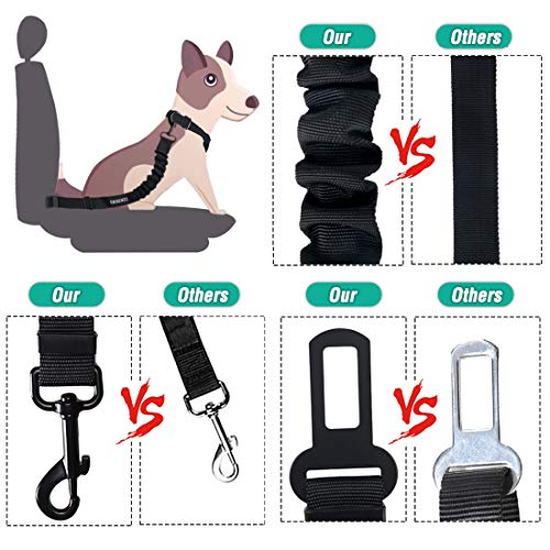 COOYOO Dog Seat Belt, Durability Retractable Dog Car Harness Adjustable Dog Seat Belt for Vehicle Nylon Pet Safety Seat Belts Heavy Duty & Elastic (1 Pack Black) - color: 02-Set 01a Pack -Black