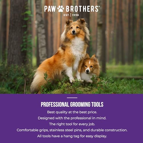 RYAN'S PET SUPPLIES Paw Brothers 20 Blade Medium Double WideDematting Undercoat Rake for Dogs and Cats, Professional Grade, Dog Shedding Brush, Stainless Steel Blades, Rounded Gentle Teeth - size: 20 Blade Medium