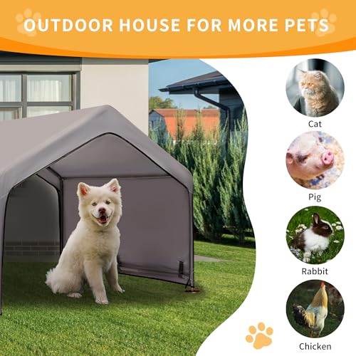 Dog Shade Shelter Outdoor Tent for Large Medium Dogs, Outside Doghouse Sun Rain Canopy Dog House with Waterproof Roof Ground Nails for Cats Pigs Livestock 4'x4'x3.3' - size: Dog House