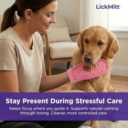 Lixy Pet LickMitt – Dual-Sided Calming & Grooming Mitt for Dogs and Cats – Human-Held Silicone Treat Mitt for Anxiety Relief, Bonding & Shedding – BPA-Free, Food-Grade, Easy Clean – Pink - color: Pink
