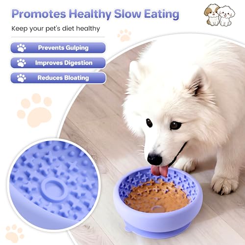 Dog Lick Bowl Slow Feeder with Slanted Anti-Spill Design, Extra-Thick Bite-Resistant Rim, Strong Suction Base, Freezer Safe for Frozen Treats — A Cleaner Alternative to Lick Mats for Dogs (Light Blue) - color: Light Blue