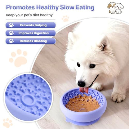Dog Lick Bowl Slow Feeder with Slanted Anti-Spill Design, Extra-Thick Bite-Resistant Rim, Strong Suction Base, Freezer Safe for Frozen Treats — A Cleaner Alternative to Lick Mats for Dogs (Light Blue) - color: Light Blue