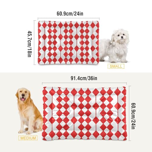 Red Pattern Pattern Pet Bed Mat for Dogs and Cats, Soft Washable Crate Pad with Non-Slip Bottom, Cozy Bed Cushion for Small Medium Large Pets, 24x36 Inch - size: Medium