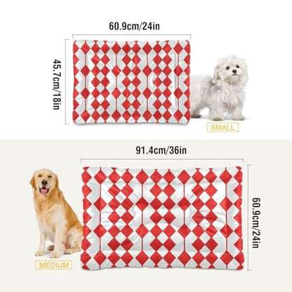 Red Pattern Pattern Pet Bed Mat for Dogs and Cats, Soft Washable Crate Pad with Non-Slip Bottom, Cozy Bed Cushion for Small Medium Large Pets, 24x36 Inch - size: Medium