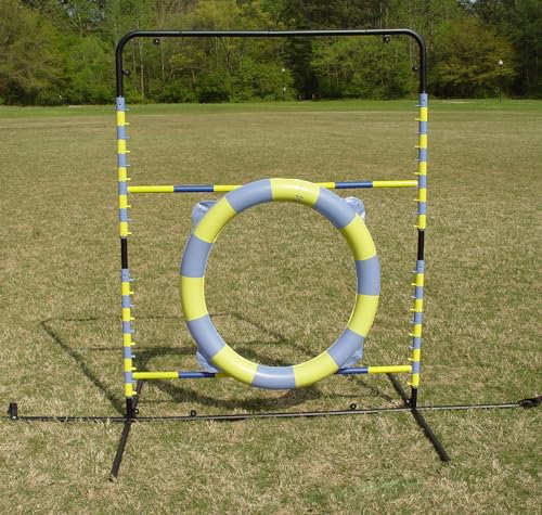 Agility Tire Jump - Double Walled Inflatale Tires with a Metal Frame Setup for Competition and Training - color: Blue-Yellow