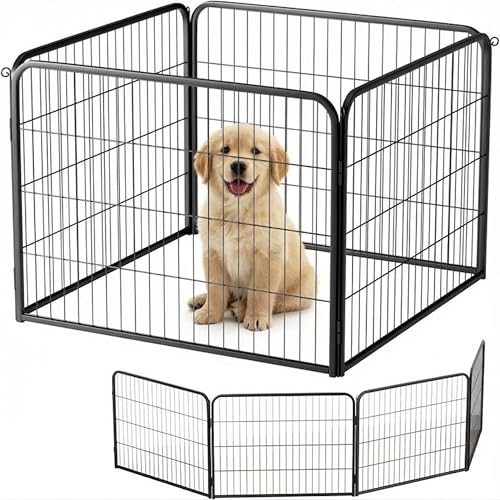 Simple Deluxe Dog Playpen Outdoor Indoor, 24 Inch 4 Panels Dog Fence for Small Dogs Puppy, Perfect Dog Pen for Camping, Yard, RV, Garden Fence, Black - size: 24 Inch 4 Panels