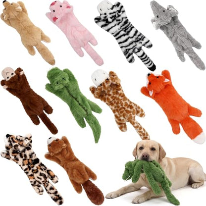 Sratte 10 Pcs Soft Dog Squeaky Toys No Stuffing Crinkle Dog Toy for Aggressive Chewers Durable Plush Teething Puppy Squeak Animals Chew for Small Medium Large Pets, 10 Styles (Cute Style) - style: Cute Style