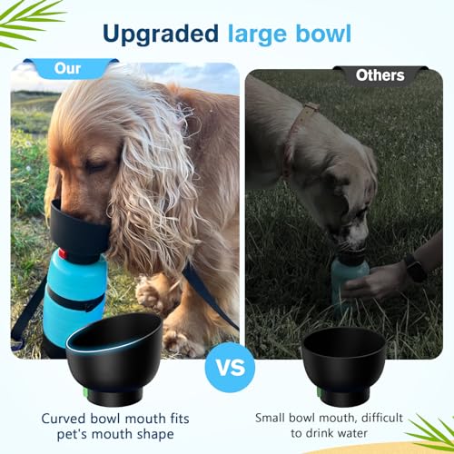 Pecute Dog Water Bottle Portable 22 oz with 5 oz Food Container, Poop Bag Holder, Portable Dog Water Bottle Dispenser, Leakproof, Lightweight, Pet Water Bottle for Dogs Outdoor Travel Walking | Portable, Lightweight, Leakproof BPA Free for hiking, camping