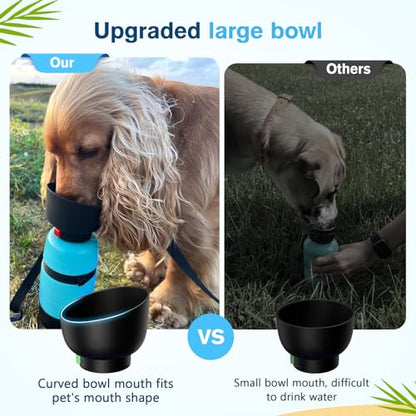 Pecute Dog Water Bottle Portable 22 oz with 5 oz Food Container, Poop Bag Holder, Portable Dog Water Bottle Dispenser, Leakproof, Lightweight, Pet Water Bottle for Dogs Outdoor Travel Walking | Portable, Lightweight, Leakproof BPA Free for hiking, camping