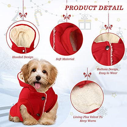 Frienda 3 Pcs Pet Dog Sweater Jacket Winter Knitwear Hoodie Clothes Pocket Puppy Coat Clothing Pup Shirt Costume Sweatshirt Fleece Lining Warm Winter Small Hooded Soft Thickening(Medium) - size: Medium