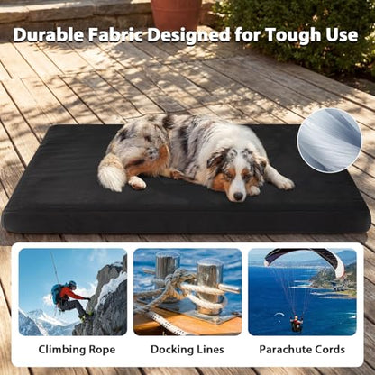 RRPETHOME 3" Chew Proof Indestructible Dog Bed for Large Aggressive Chewers,Durable Tough Fabir Chew Resistant Crate Dog beds for Large Dog & Puppy,Orthopedic Egg Foam Kennel Mat Pad Black 55x42x4
