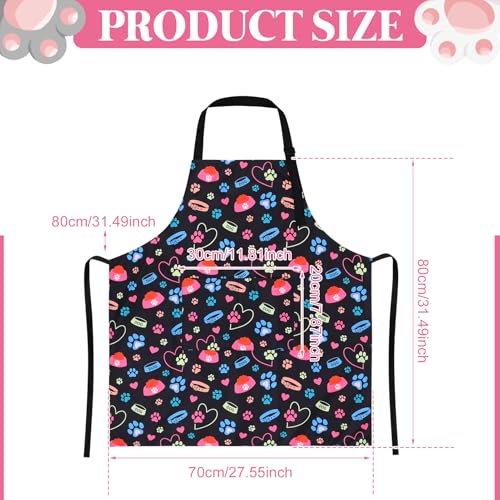 Dog Grooming Waterproof Apron with 2 Pockets, Cute Animals Puppy Dog Pets Apron - style: Dog Collar and Bowl
