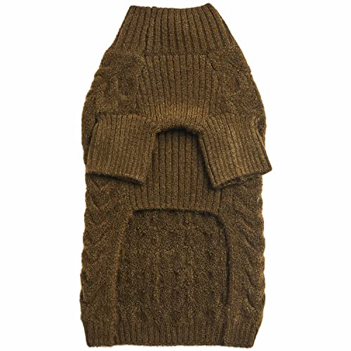 Blueberry Pet Classic Fuzzy Textured Knit Pullover Turtle-Neck Dog Sweater in Dark Olive, Back Length 16", Pack of 1 Clothes for Dogs - color: Dark Olive, Turtle-neck, size: 16 inch