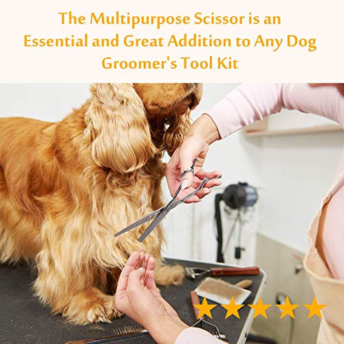 JASON 7" Dog Grooming Scissors, Combines Cutting, Thinning, Blending and Texturizing Features, Reversible Pet Trimming Shears, JP 440C (40-teeth, Silver) Christmas Gift - style: 40-teeth Thinner