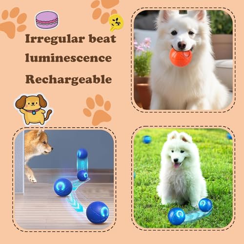 Interactive Duraspin Dog Ball, Self-Bouncing Vibrating & Auto-Rolling, Auto Stop Touch Start Jumping Ball Toy for Small/Medium Dogs (52mm, Orange) - color: Orange