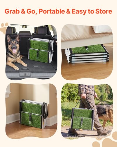 VEVOR Dog Stairs for Car, 4 Steps Extra Wide Foldable Dog Ramp for Large Dogs with Non-Slip Surface, Portable Lightweight Pet Stairs Ladder for Car, SUV, Truck, High Bed, Sofa, Support up to 200 lbs - size: 4 Steps(Grass-like)