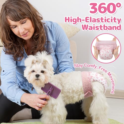 Dono Disposable Pull It Up Female Dog Diapers, 360° Stretchy Waist Puppy Diapers, Super-Absorbent Doggie Diapers with Rapid-Dry Technology Leak-Proof Design for Doggy in Heat Period, S 10 Pcs - size: S(Waist 9"-17")