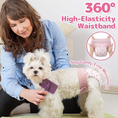 Dono Disposable Pull It Up Female Dog Diapers, 360° Stretchy Waist Puppy Diapers, Super-Absorbent Doggie Diapers with Rapid-Dry Technology Leak-Proof Design for Doggy in Heat Period, S 10 Pcs - size: S(Waist 9"-17")