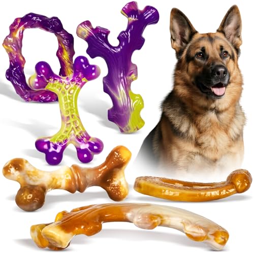 Frienhund 6 Pack Indestructible Dog Toys for Aggressive Chewers, Durable Nylon Bone for Large Dogs, Dog Toy for Aggressive Chewer Large Breed, A Mixed Special Edition Set - color: Multicolor-6-Pack
