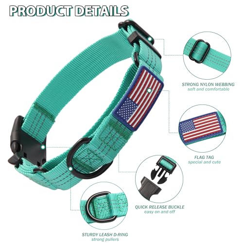 Martingale Dog Collar Quick Release Buckle No Pull Reflective Non-Slip for Medium Large Dogs Training (Teal, Medium) - color: Teal, size: Medium (Pack of 1)