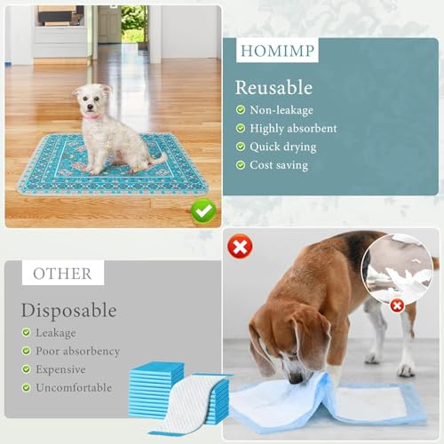 Homimp Washable Pee Pads for Dogs, 6 Pack Reusable Puppy Pads Waterproof, Absorbent and Leakproof Dog Pee Pads, Non Slip Puppy Training Pads, Pet Mat for Floor,Crate,Couch,Whelping,Blue, 16"x24" - size: 16"x24"(Pack of 6)