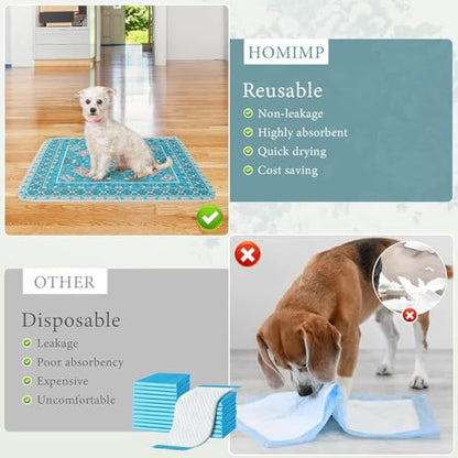 Homimp Washable Pee Pads for Dogs, 6 Pack Reusable Puppy Pads Waterproof, Absorbent and Leakproof Dog Pee Pads, Non Slip Puppy Training Pads, Pet Mat for Floor,Crate,Couch,Whelping,Blue, 16"x24" - size: 16"x24"(Pack of 6)
