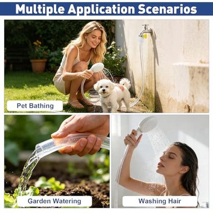Dog Shower Hose Attachment for Faucet - 6.5ft Sink Hose for Bathtub Faucet | with Showerhead and Tie Connector, Portable Sink Hose for Fits Round Bathtub Faucet, Bathroom, Wash hair, Outdoor Cleaning