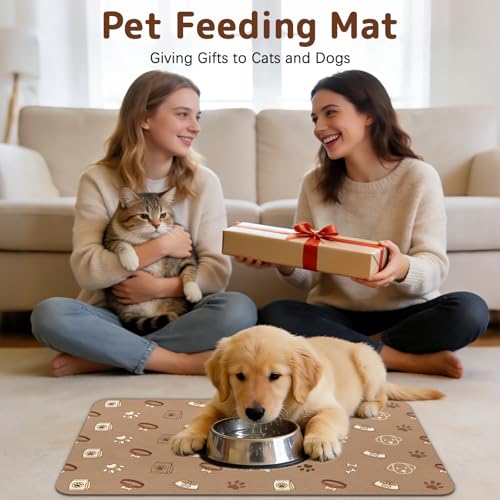 Dog Food Mat for Bowls, Absorbent Quick Dry Dog Cat Mats for Food and Water, Non-Slip Backing Pet Mat Pet Supplies - Bone Pattern - color: Bone1