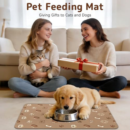Dog Food Mat for Bowls, Absorbent Quick Dry Dog Cat Mats for Food and Water, Non-Slip Backing Pet Mat Pet Supplies - Bone Pattern - color: Bone1
