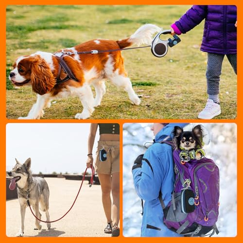 Dog Poop Bag Holder Zippered Pouch, Portable Dog Poop Bag Dispenser with 1 Metal Clip, Fashion Color Matching Canvas Waste Bag Holder for Leashes - Brown & Black - color: 2 Pack-Brown & Black