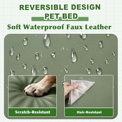 Vonabem Outdoor Dog Bed Waterproof Washable, XXL Crate Pad 48 Inch, Wipeable Leather Pet Beds with Removable Cover Reversible, Durable Anti-Slip Kennel Pads 47"x29" Green - color: Green, size: XXL(47x29x4)