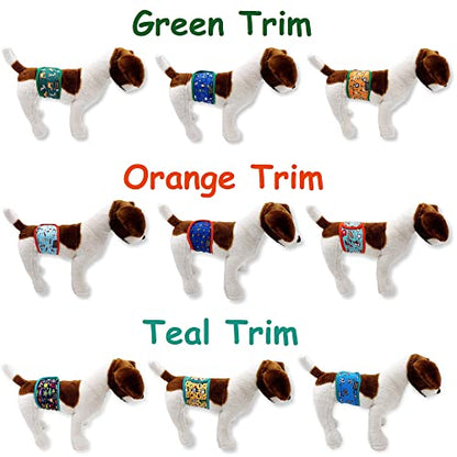 Pack of 3 Dog Belly Band Puppy Diapers Male Boy Belly Wrap Reusable Washable for Small Dog Breeds (L: Waist 15" - 17", Green Trim) - color: Pack of 3 - Green Trim, size: L: Waist 15" - 17"