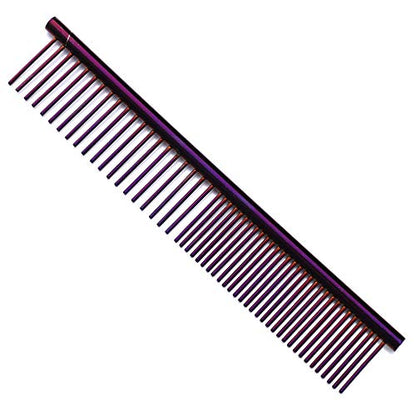 ZoCr Stainless Steel Pet Comb for Dogs Cats, Pet Grooming Comb with Different Spaced Rounded Teeth (Purple) - color: Purple