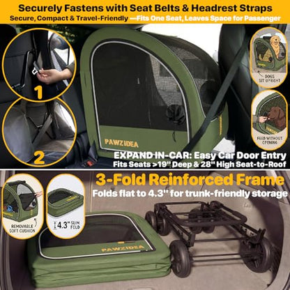 PAWZIDEA 3-in-1 Dog Stroller for Large Dogs with Detachable Carrier, 45% Extra Tall Dog Car Crate up to 100lb Sit Upright, Foldable Pet Stroller for 2 Medium Dogs All-Terrain Jogger, Adjustable Handle - color: Forest Green