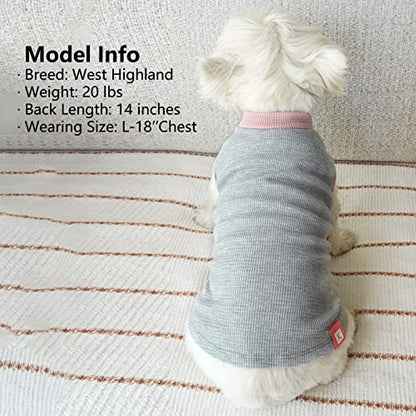 KYEESE 2Pack Dog Shirts Waffle for Small Dogs Stretchy T-Shirts Lightweight Tank Top Sleeveless Dog Vest Breathable Cat Shirt, Medium, Pink+Grey - color: 08# 2Pack(Green+Grey), size: Medium (7-11lbs)