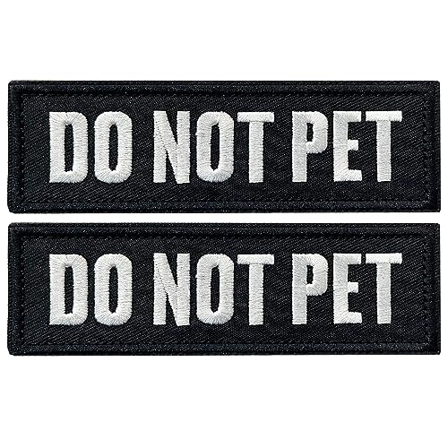 2 Pieces Do Not Pet Dog Patches with Hook Backing for Service Animal Vests, Harnesses - color: 2pcs, Do Not Pet