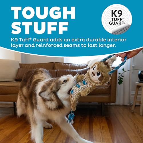Outward Hound by Charming Pet Ropiez Rope Interactive Dog Tug Toy for Tugging Squeaky Fun, Sloth, Brown - color: Ropiez Sloth