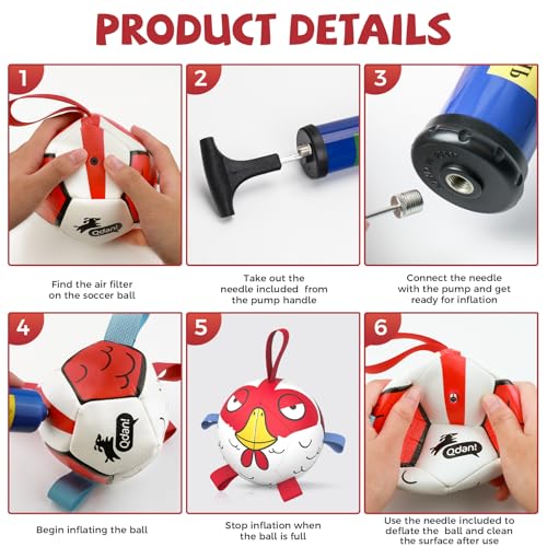 QDAN Dog Toy Balls: Pet Training Soccer Ball Dog Toy with Straps- Puppy Extra Small Dog Balls Beach Pool, Dogs Herding Ball, (5 Inch) - color: Red, size: 5 Inch