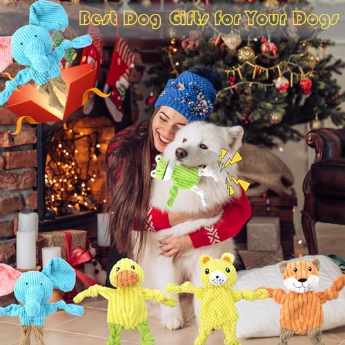 MRSOHRET 5 Pack Dog Toys Squeaky, Tough Stuffed Plush Puppy Chew Toys for Teething, Durable Plush Dog Toy for Large Medium Small Breed to Keep Them Busy, No Stuffing Crinkle Dog Toys - style: No Stuffing Crinkle Dog Toys
