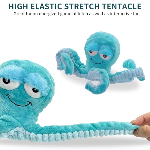 Squeaky Dog Toys - Interactive Plush Toys for Medium Dogs- Blue Octopus Toys for Tug of War - style: Octopus dog toys
