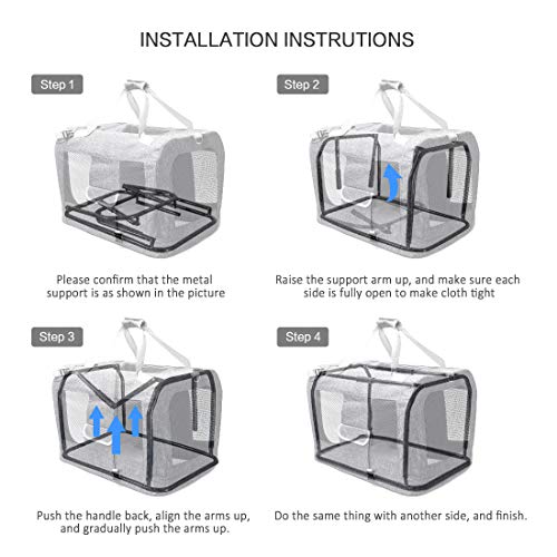 Extra Large Cat Carrier Soft Sided, Portable Small Dog Carrier for 2 Cats, 24"x16.5"x16" Car Travel Folding Comfortable Design with Bowl, Grey - color: Grey