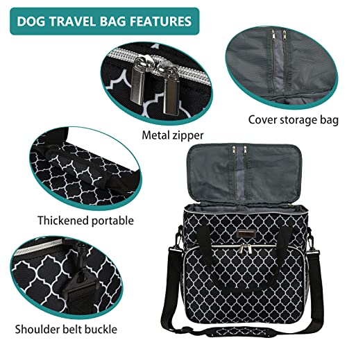 BAGLHER Dog Travel Bag, Pet Travel Bag (ALL Pet Travel Supplies), With 2 Pet Food Containers and 2 Collapsible Silicone Bowls; Essential Kits for Travel DLblack - color: DLblack, size: Medium